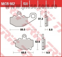Set placute frana spate TRW MCB662SH - CF Moto NK 650 - Kawasaki ZZR 400 - ER-6N 650 - ZX-6R 600-636-900 Ninja - KLE 650 Versys - Z 1000